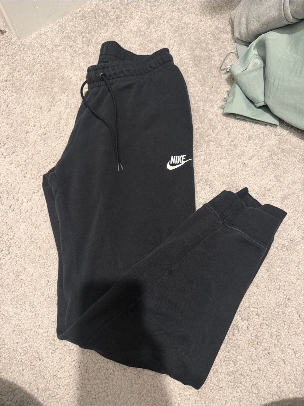 Nike Black Women's Fleece Joggers with White Swoosh